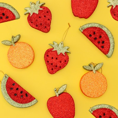 fruity eco glitter decorations