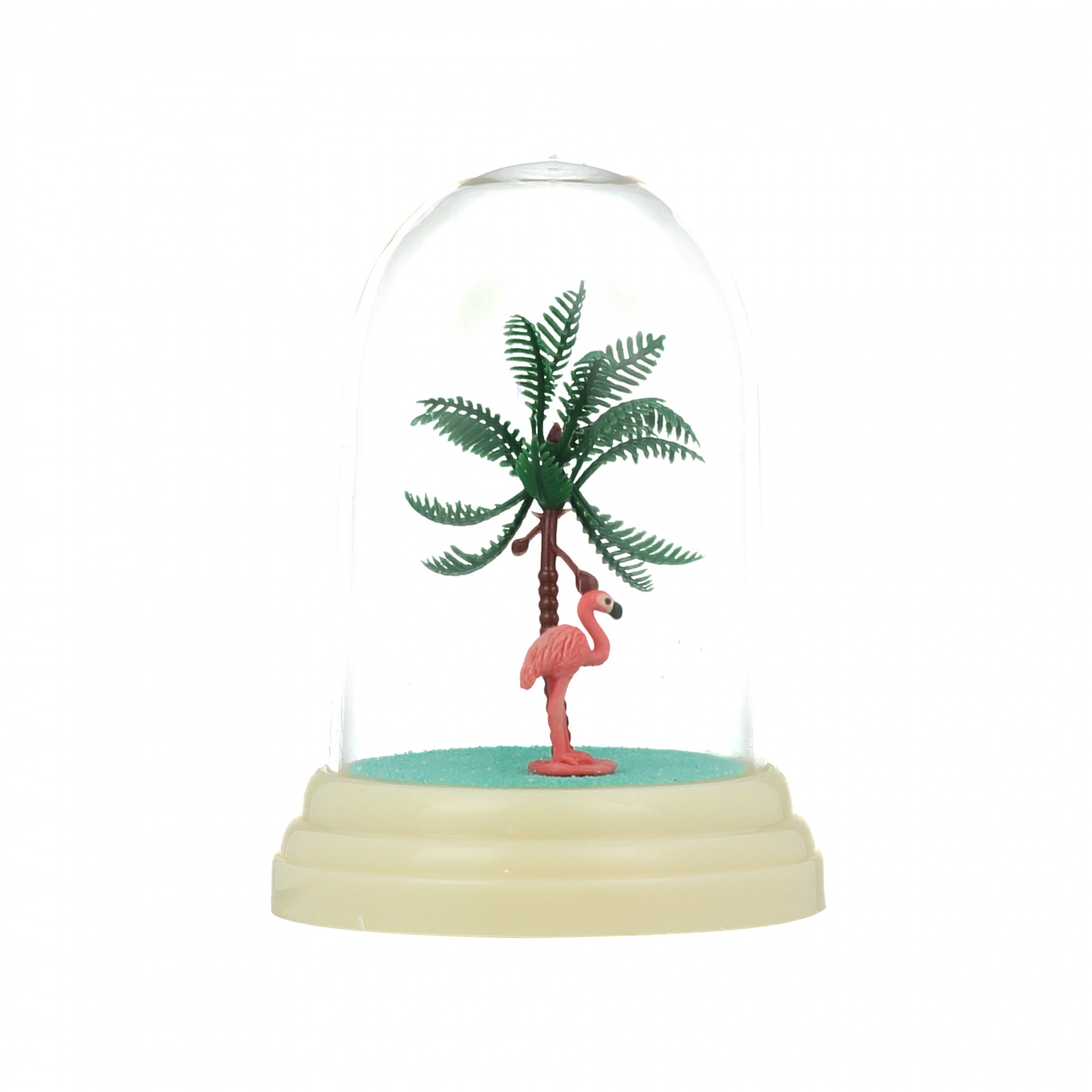 flamingo and palm tree display dome - medium