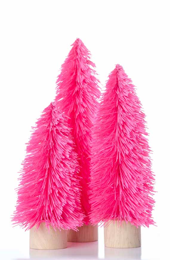 Trio of neon pink christmas trees | DECORATIONS | colourful christmas ...