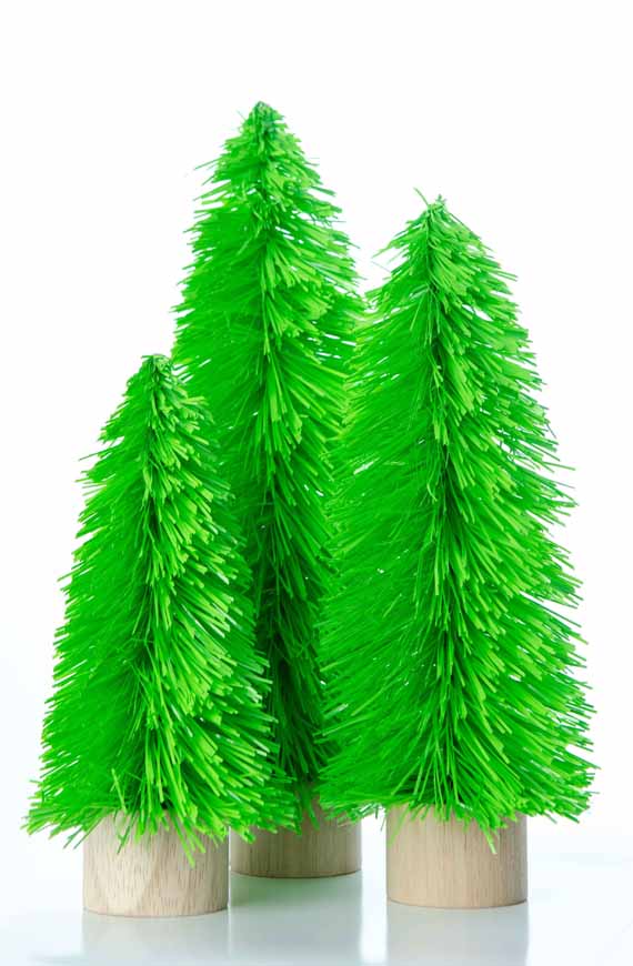 Trio of neon green christmas trees