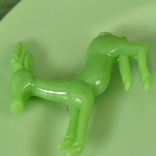 reg senior deer brooch- bakelite green