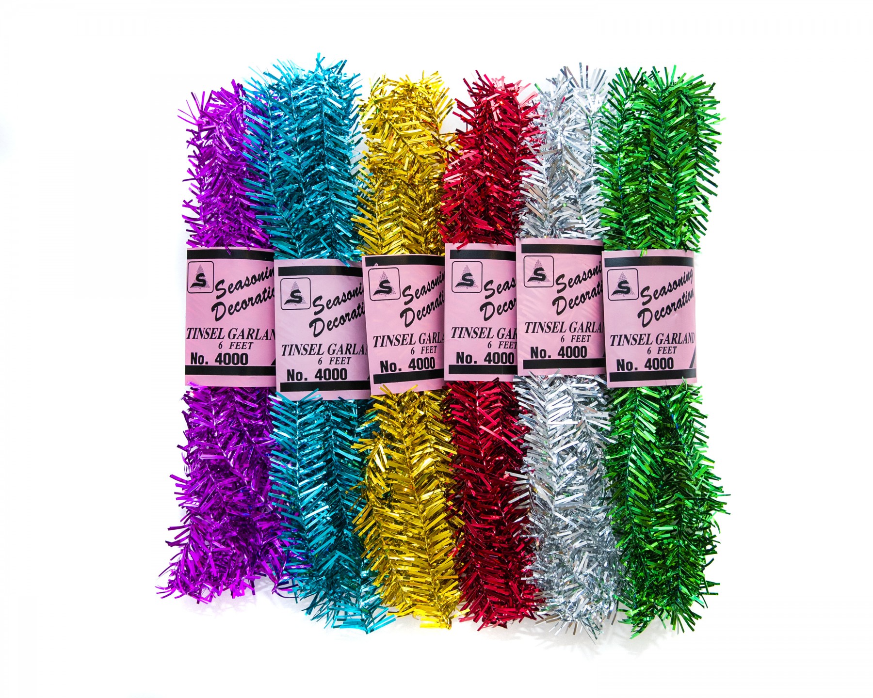 Pack of 6 tinsel garlands - traditional