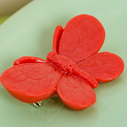 Willow butterfly brooch - red