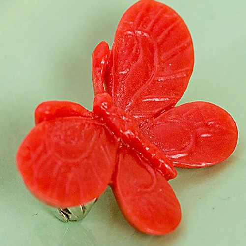 willow butterfly brooch small - red