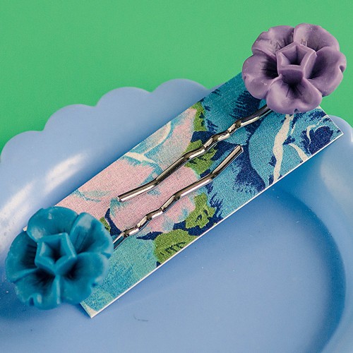 Grace hair slides- violet and peacock