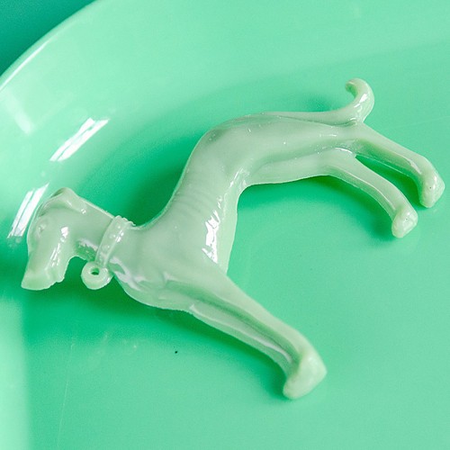 maurice greyhound dog brooch - bakelite green