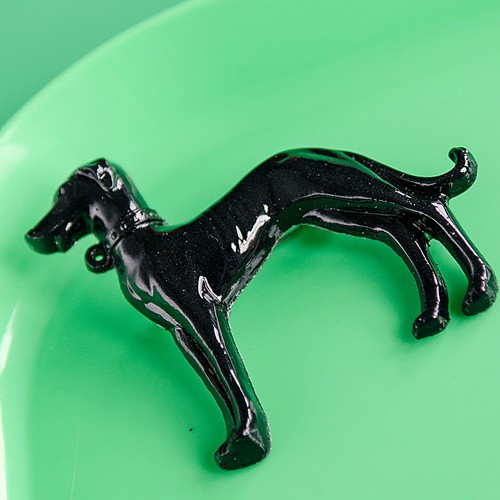 Maurice greyhound dog brooch - black