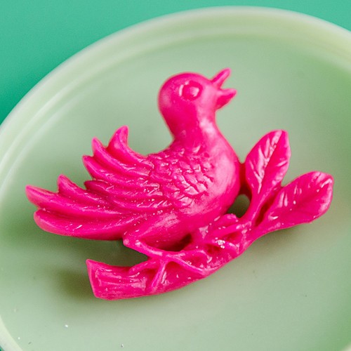 Tic tac bird brooch - vivid pink