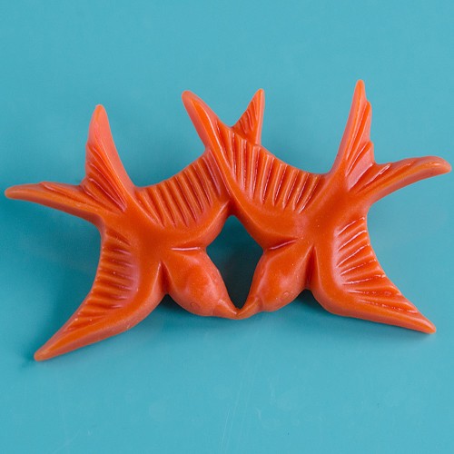 Twiggy bird brooch - orange