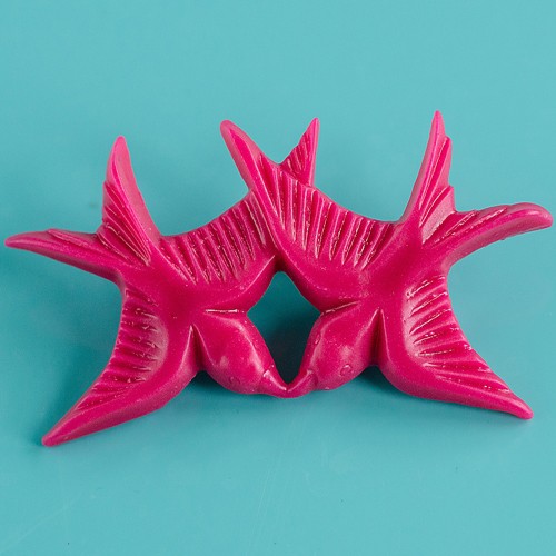 Twiggy bird brooch - vivid pink