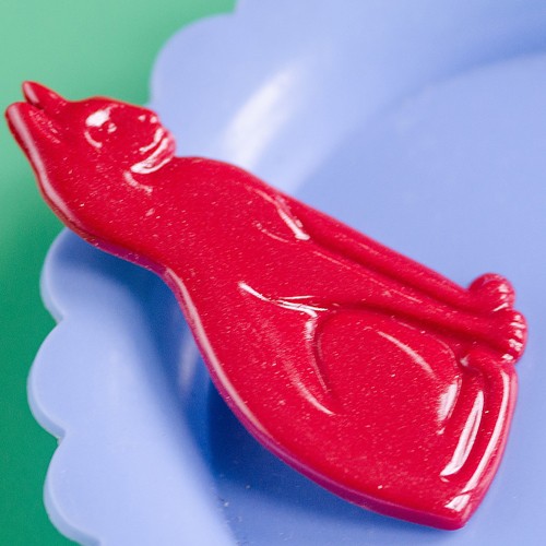 bluebell cat brooch - brick red