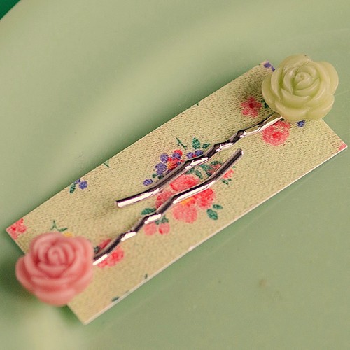 Esme hair slides small - coral and jade