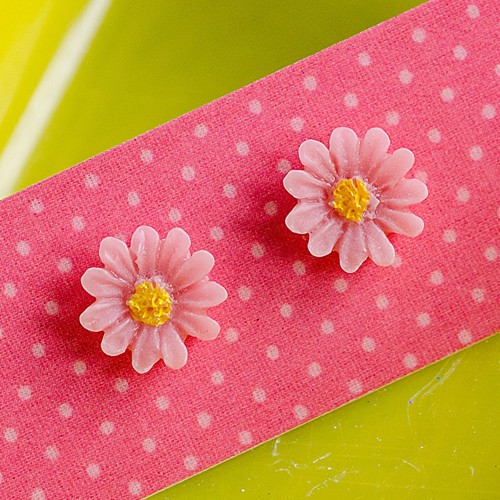 Hazy daisy earrings wee - coral