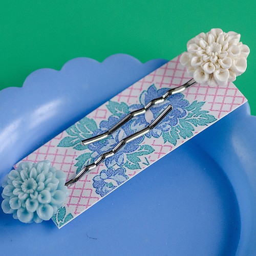 Tolly hair slides - white and pale blue