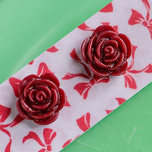 esme earrings small - dark red