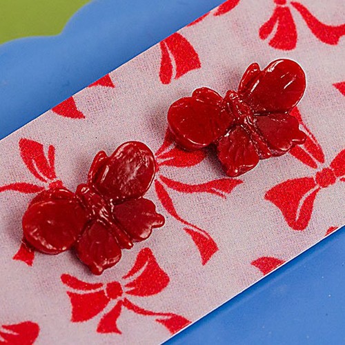 willow butterfly earrings - red