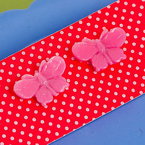 willow butterfly earrings - bright pink