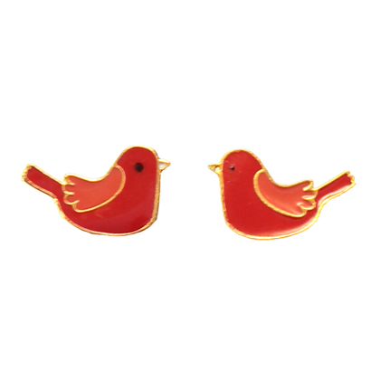Twiggy bird earrings - red