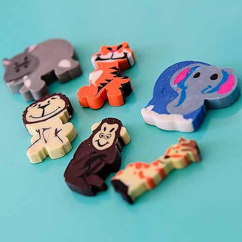 Set of 6 animal erasers fab finds pencil sharpeners acorn & will