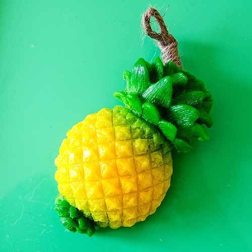 Pineapple soap on a rope