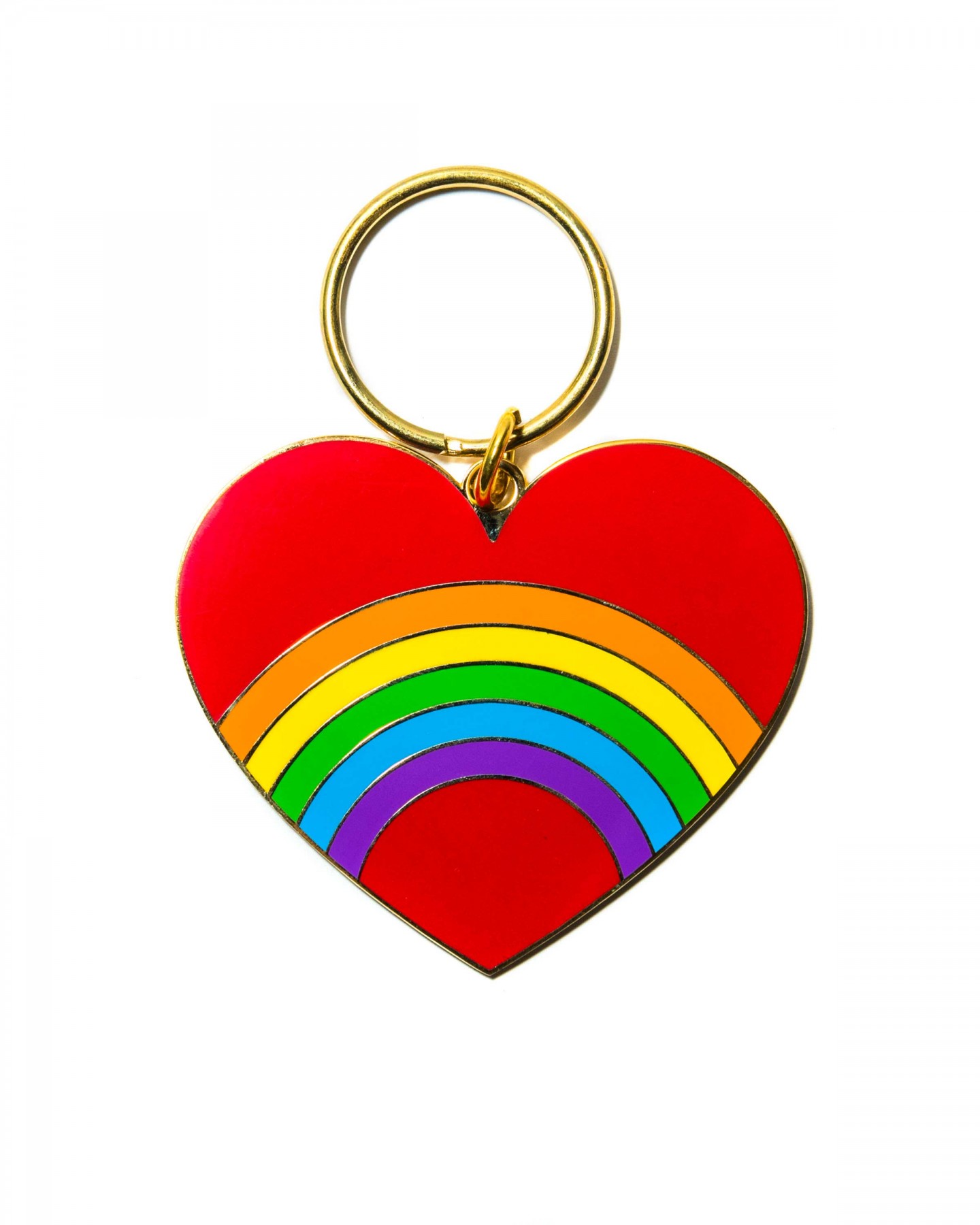 Rainbow heart key ring