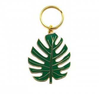 monstera leaf key ring