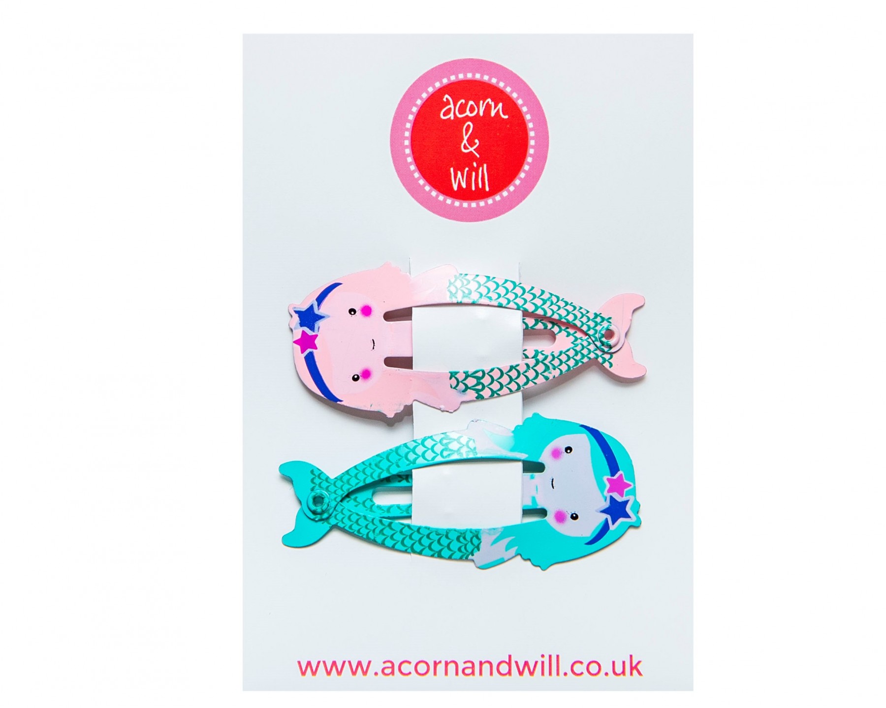 Pink & mint mermaid hair clips