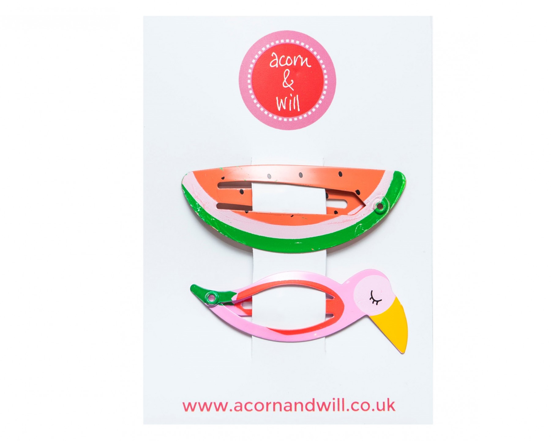 Watermelon & toucan hair clips