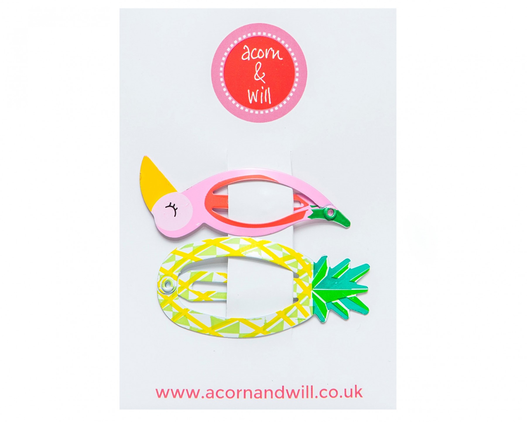 Toucan & pineapple hair clips