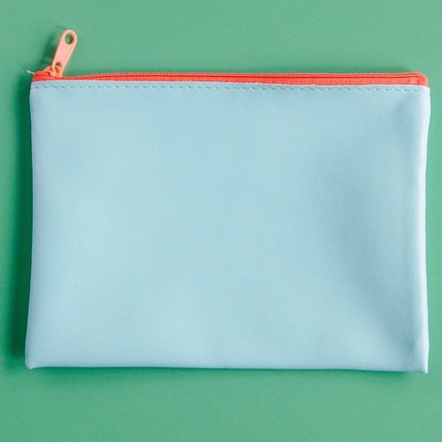 Gracie zip purse - aqua with orange zip