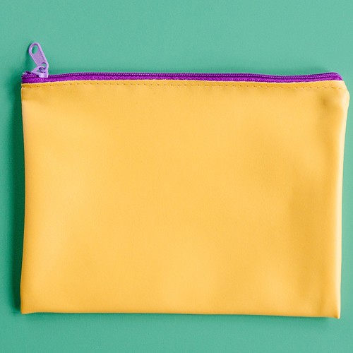 Gracie zip purse - yellow with purple zip