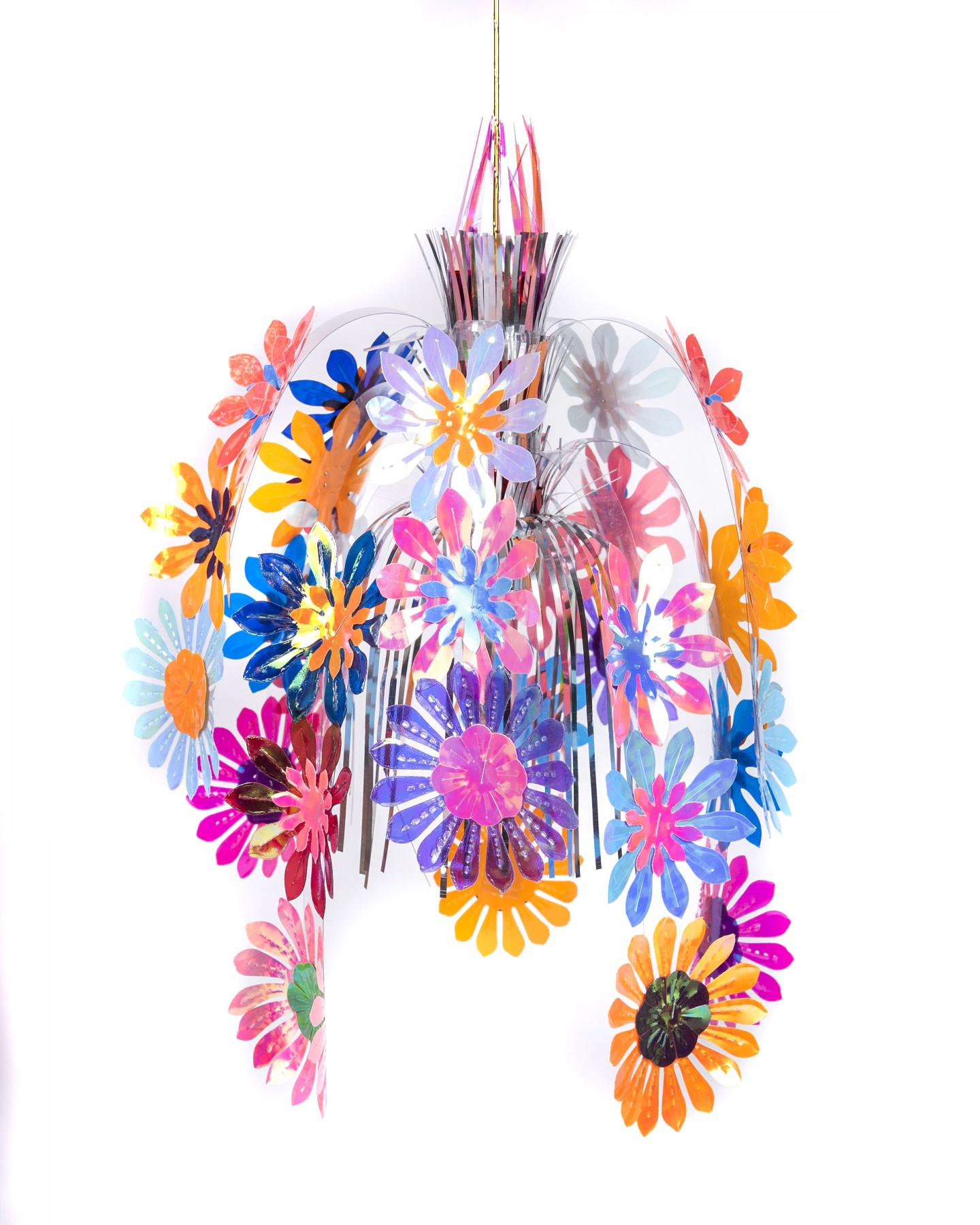 box of 6 hanging decorations - neon multi colour