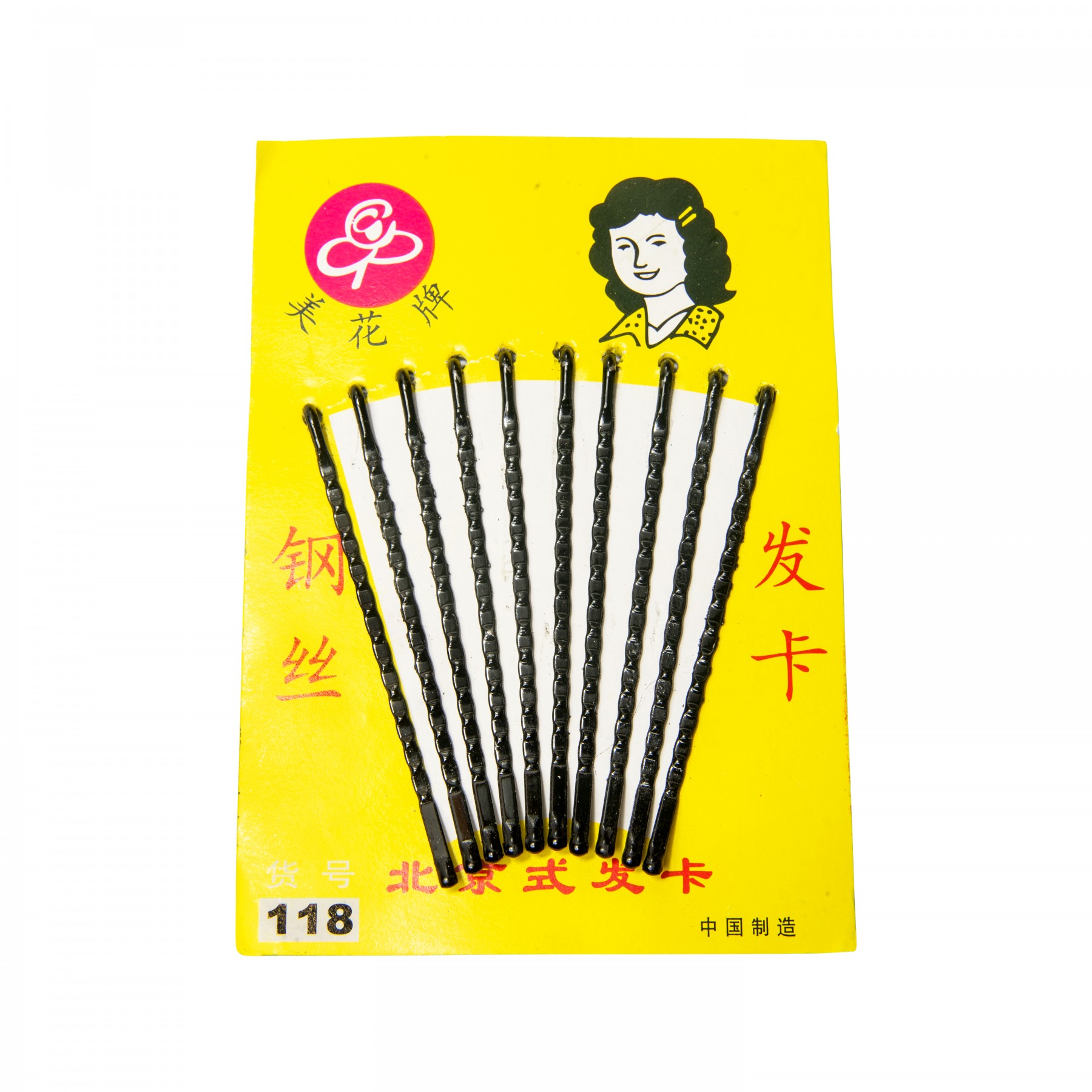 bobby pins on yellow card