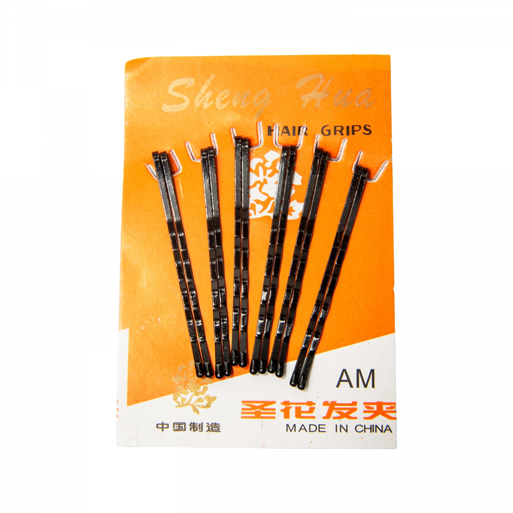 bobby pins on orange card