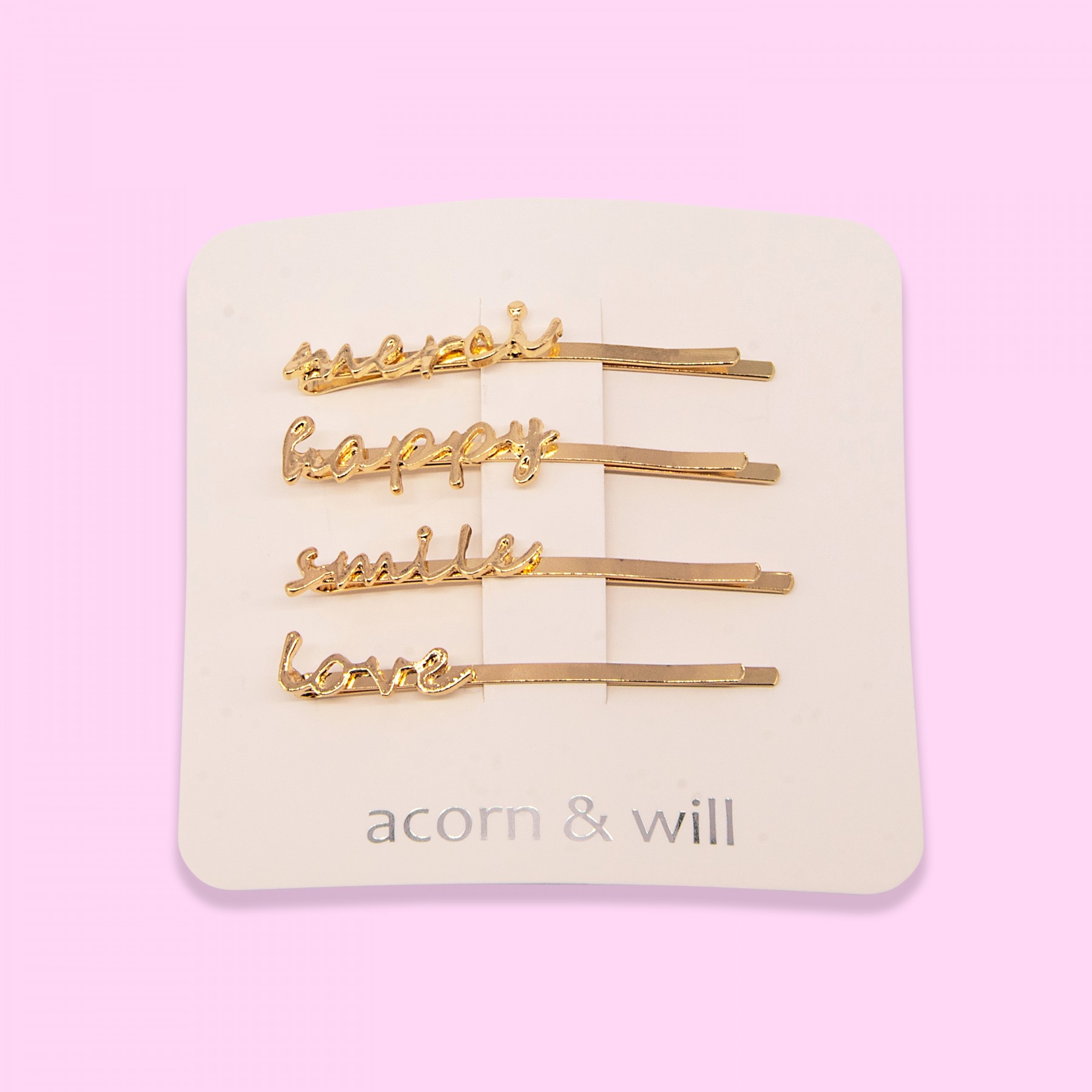 set of 4 words hair slides