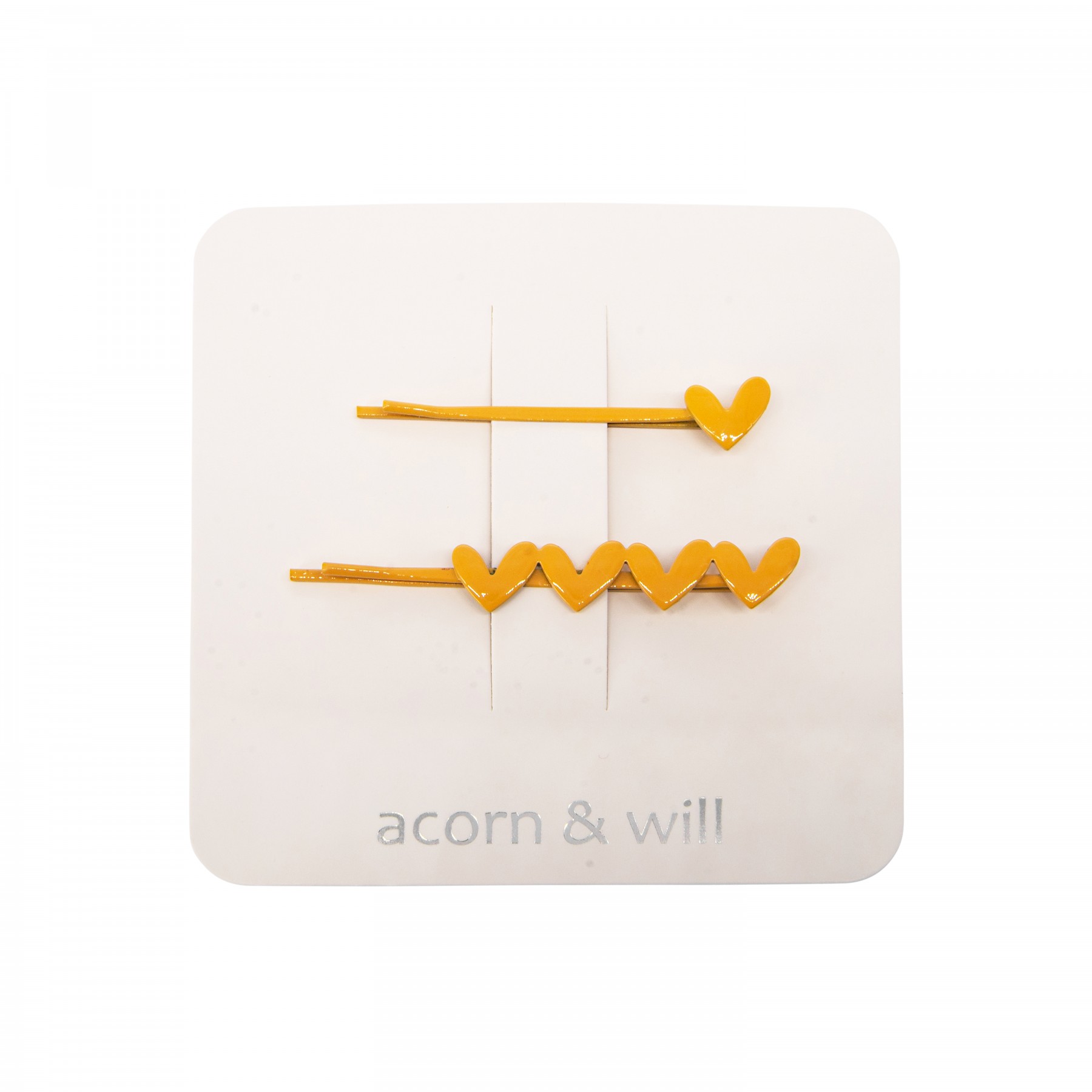 'hearts' bobby pins- mustard