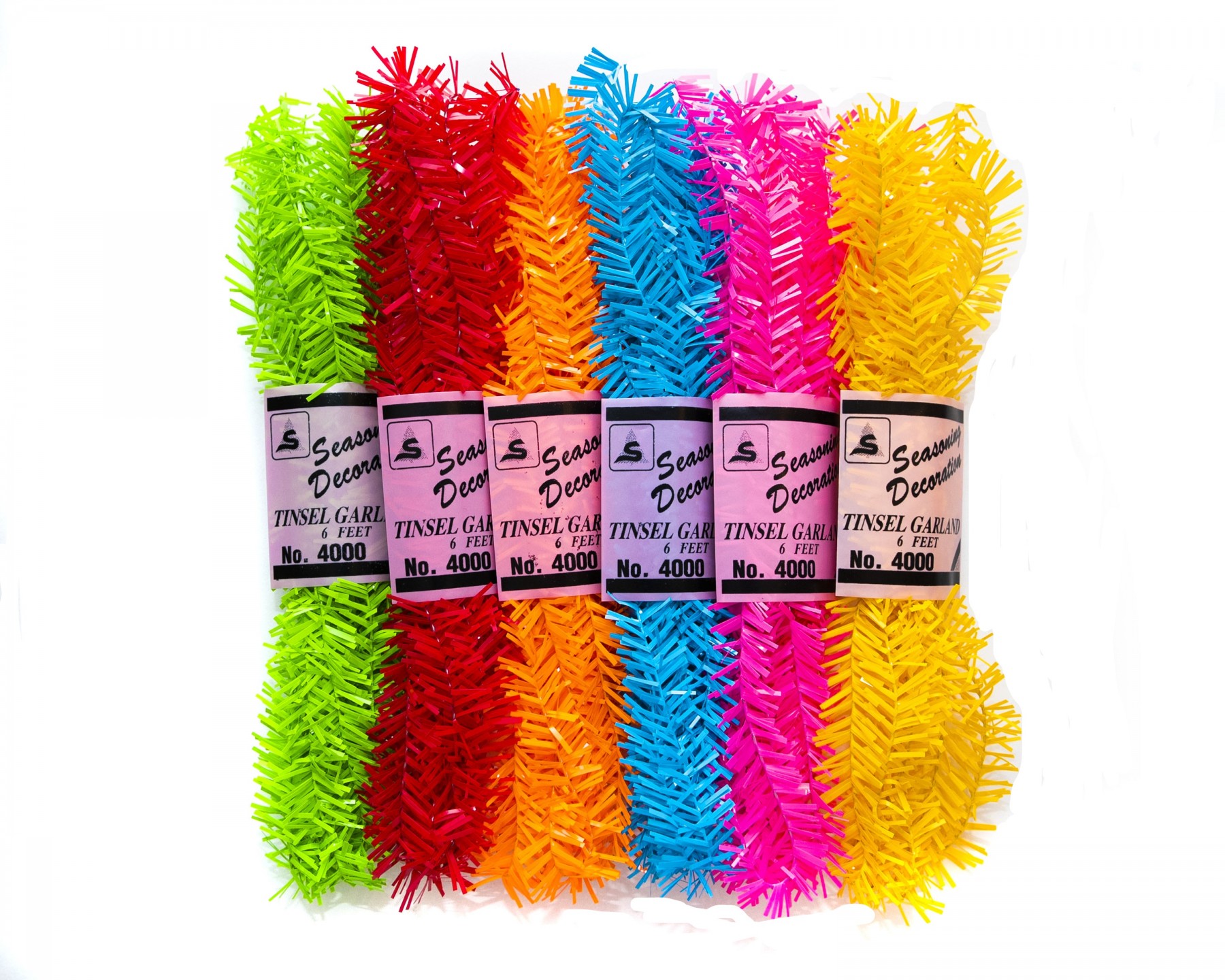 Pack of 6 tinsel garlands - neon
