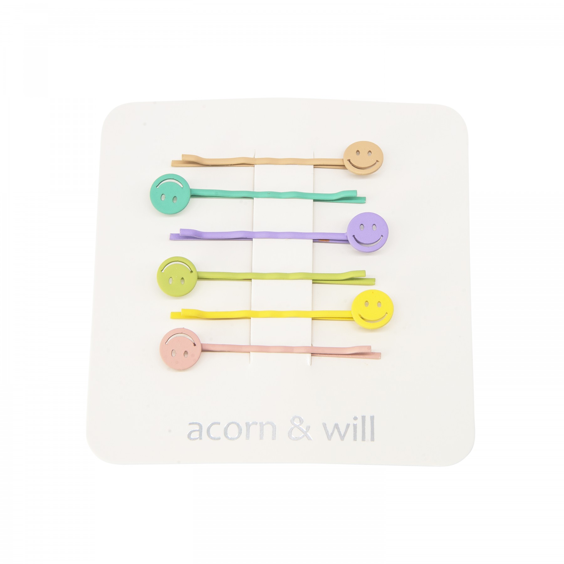 Set of 6 smiley face bobby pins