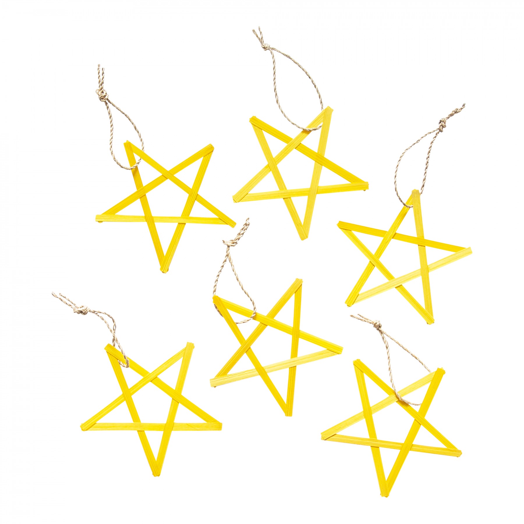 set of 6 bamboo star decorations