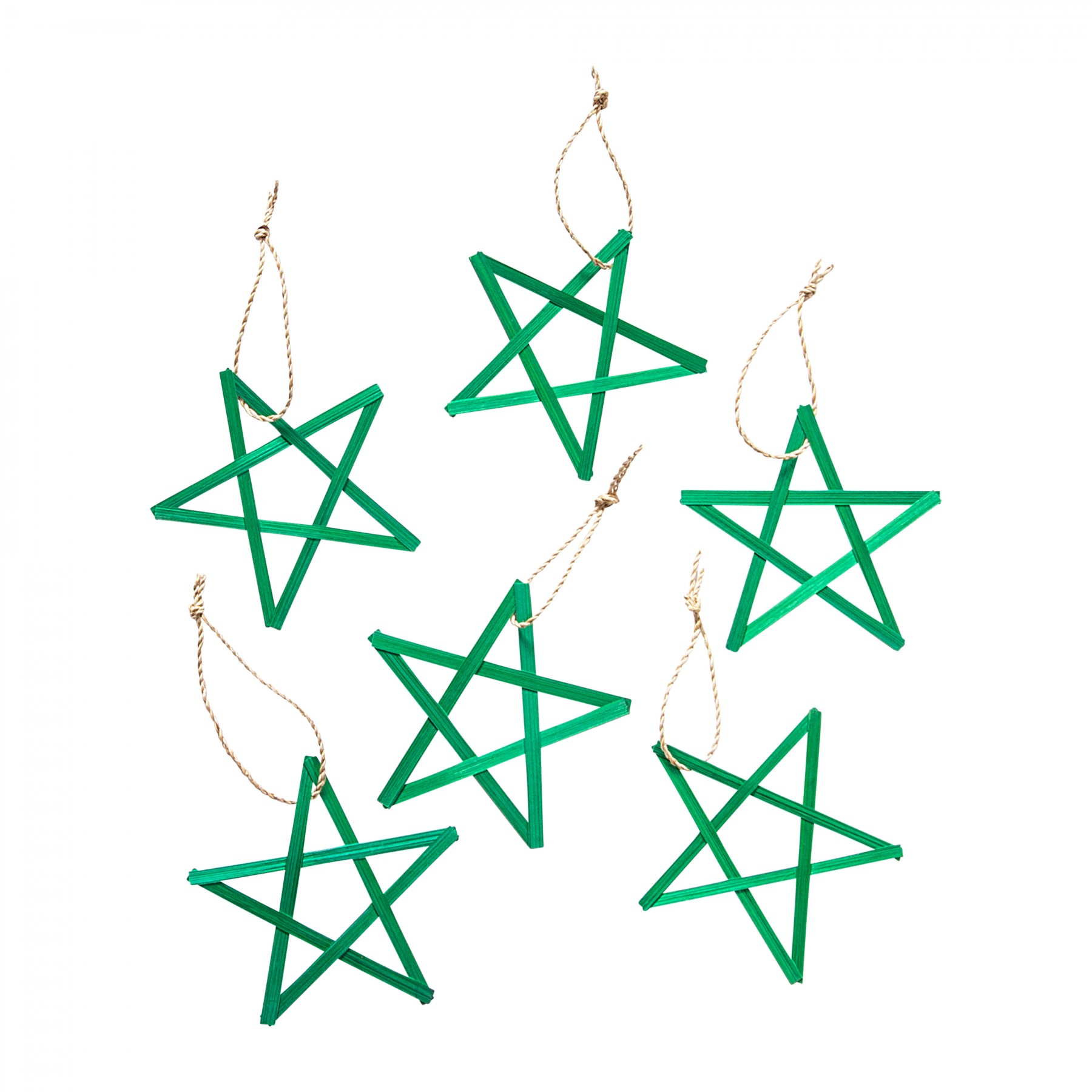 set of 6 bamboo star decorations