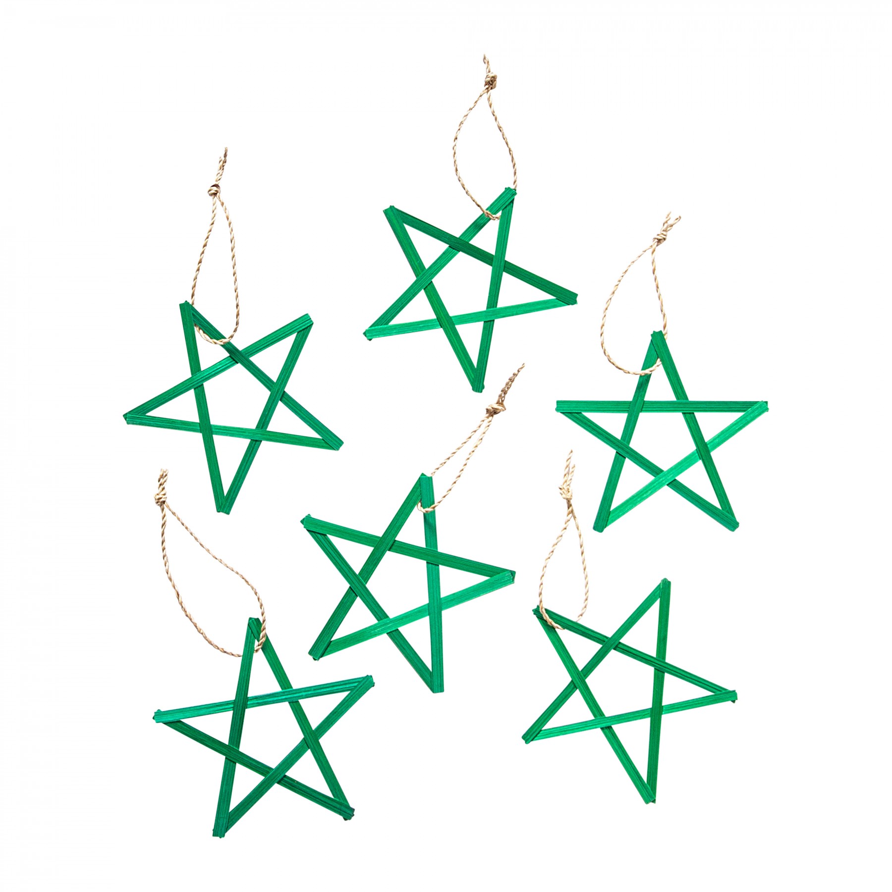 Set of 6 bamboo star decorations