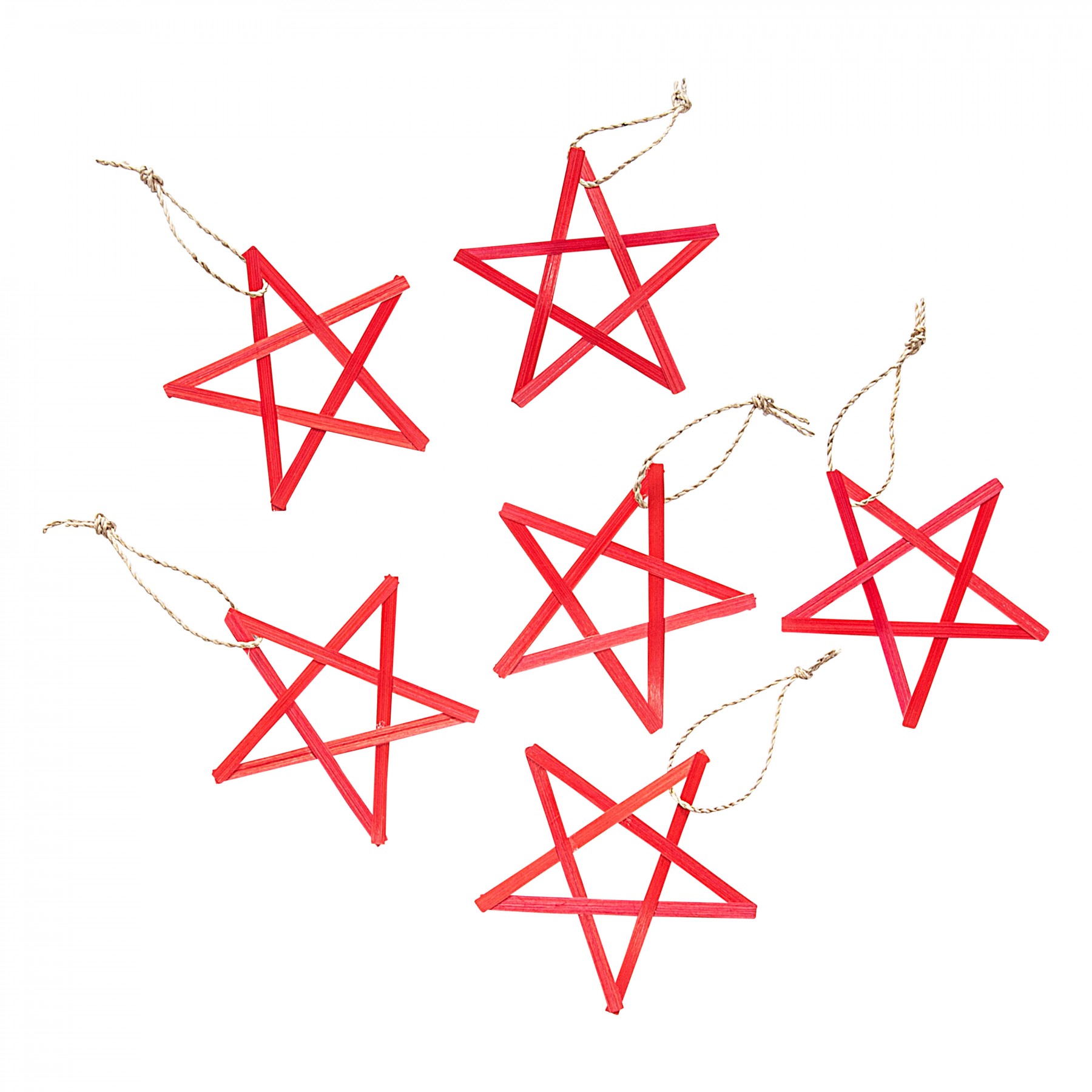 set of 6 bamboo star decorations