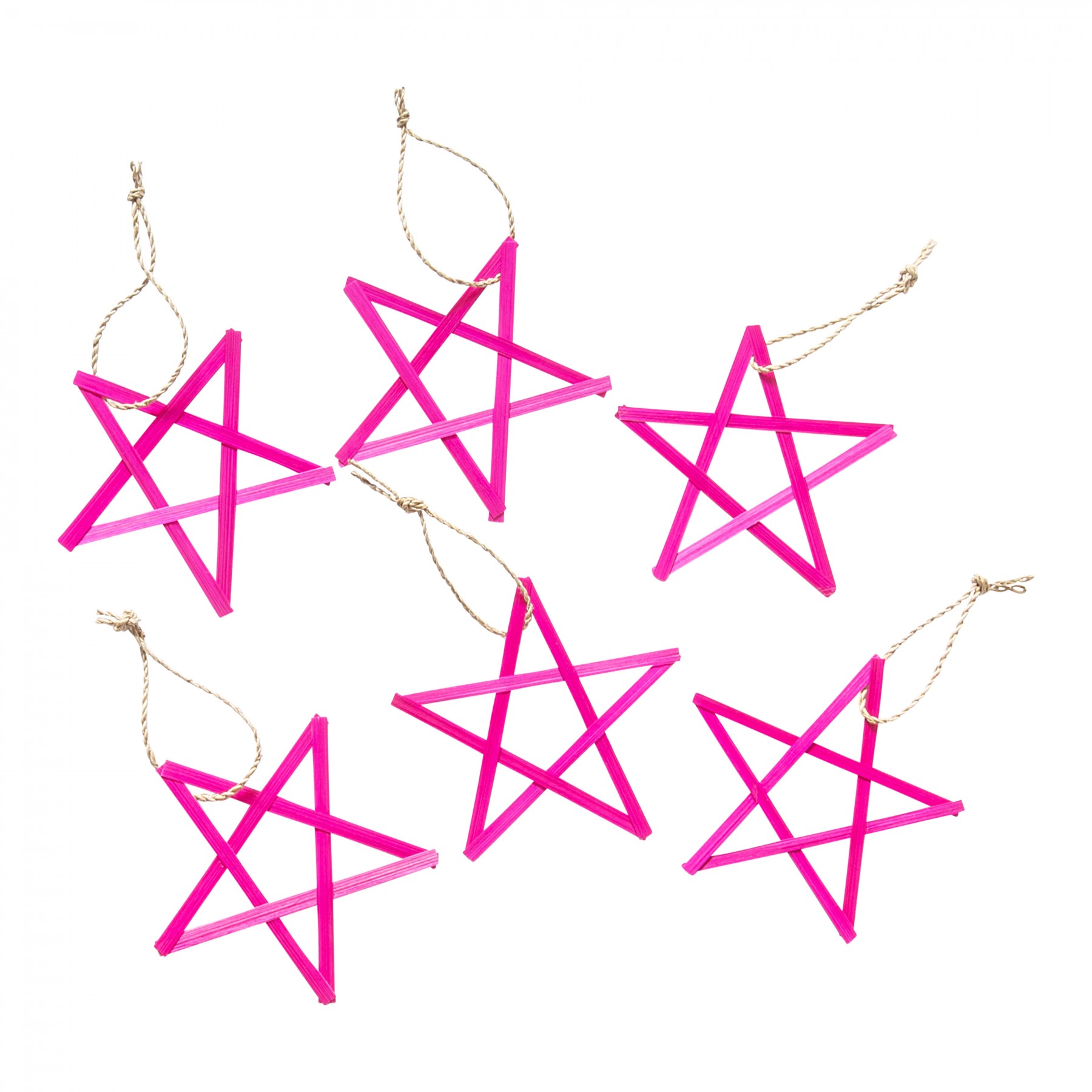 set of 6 bamboo star decorations