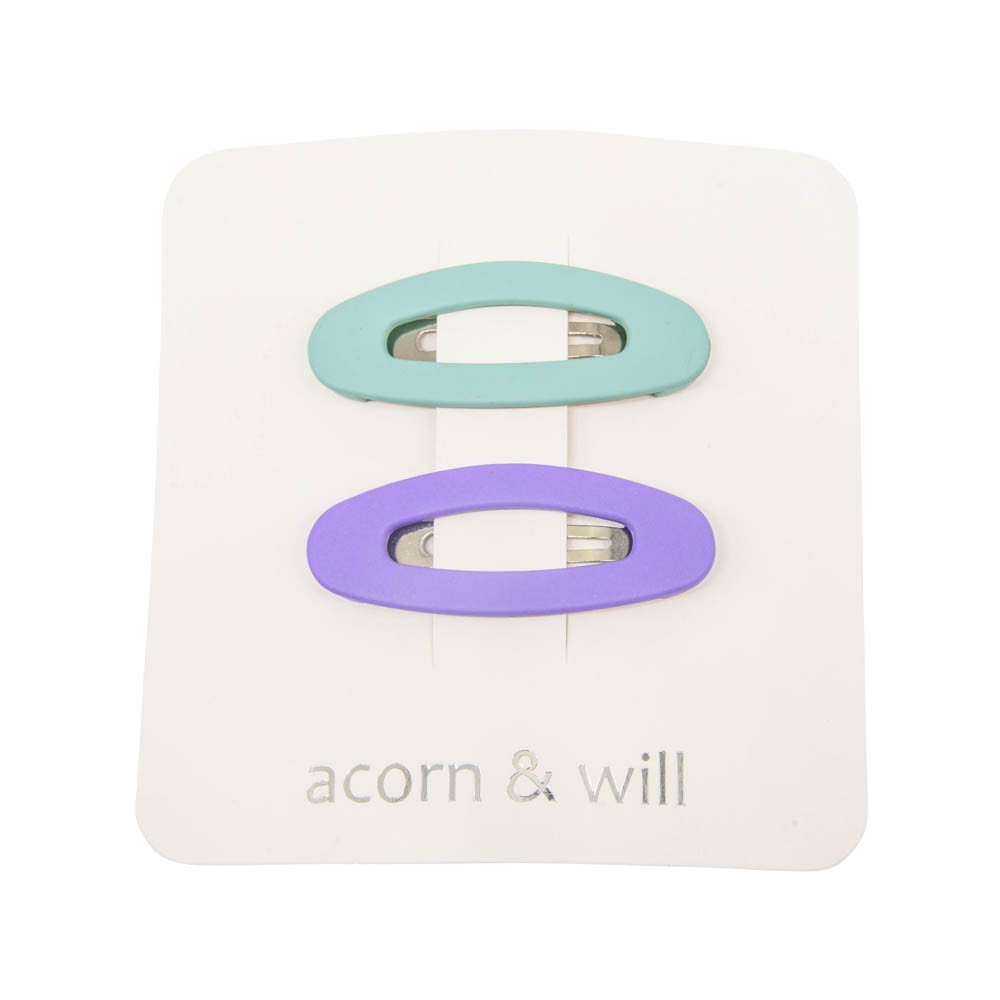 Oval suede effect hair clips