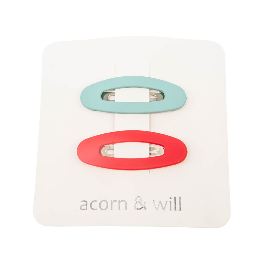 Oval suede effect hair clips