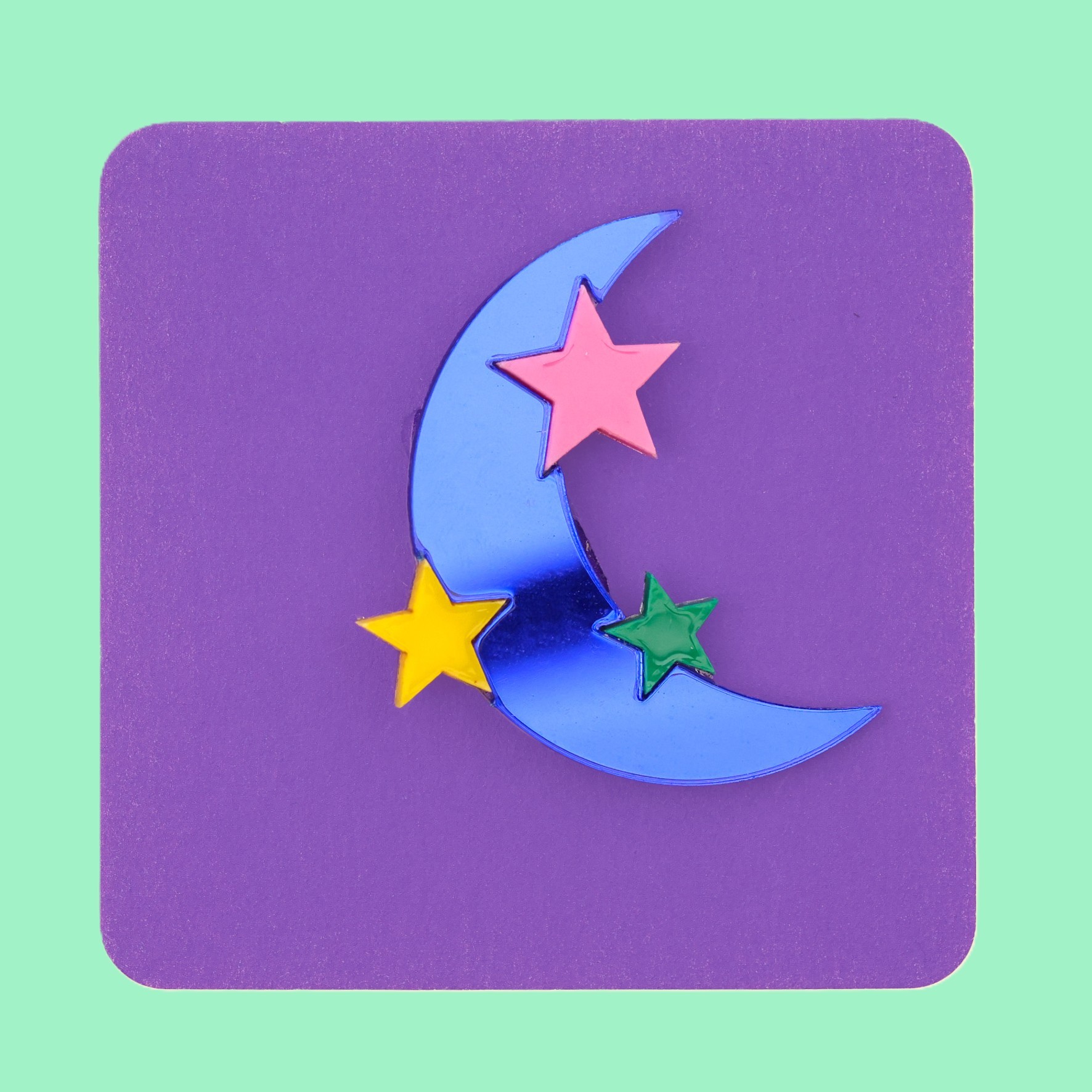 Moon + stars brooch