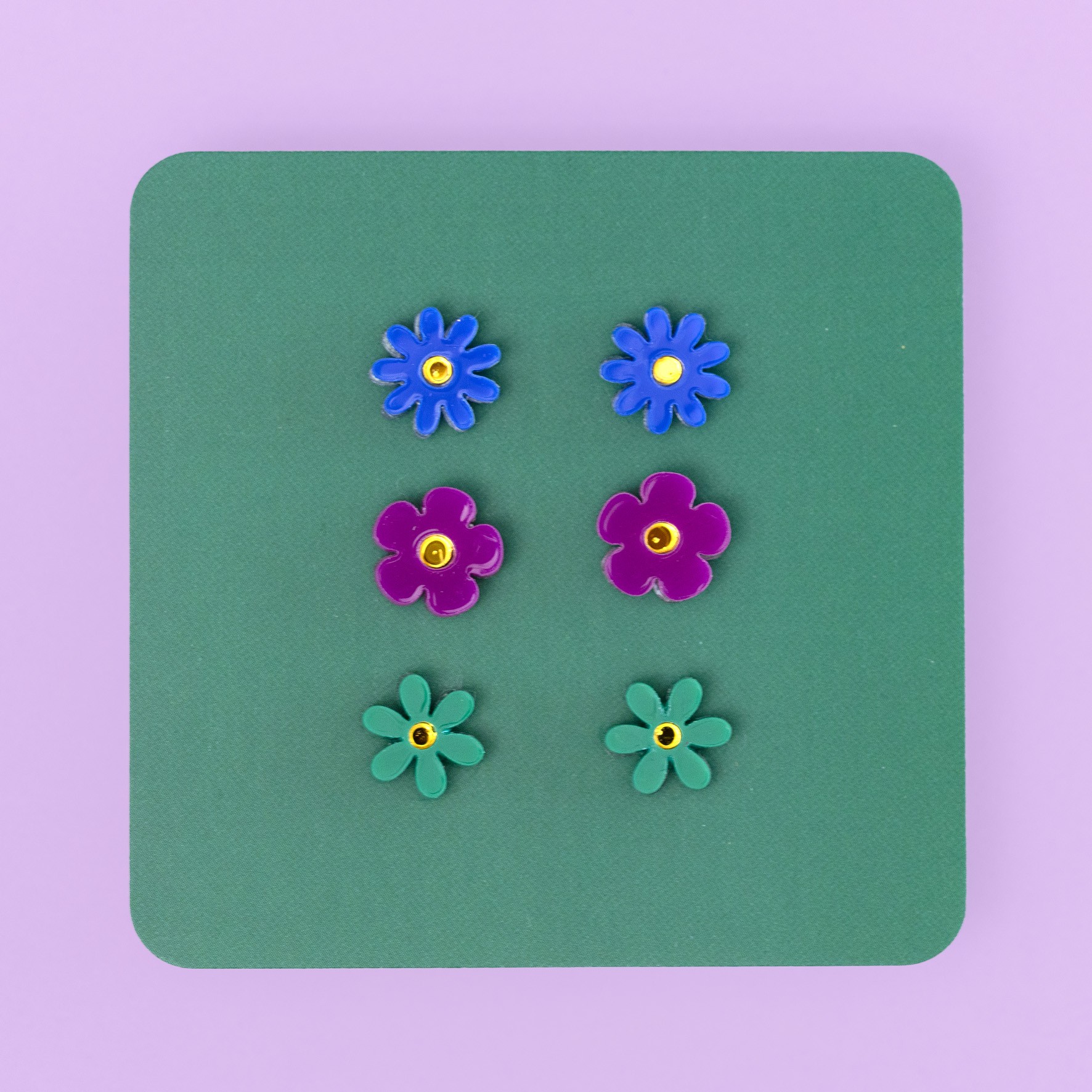 trio of jean flower earrings
