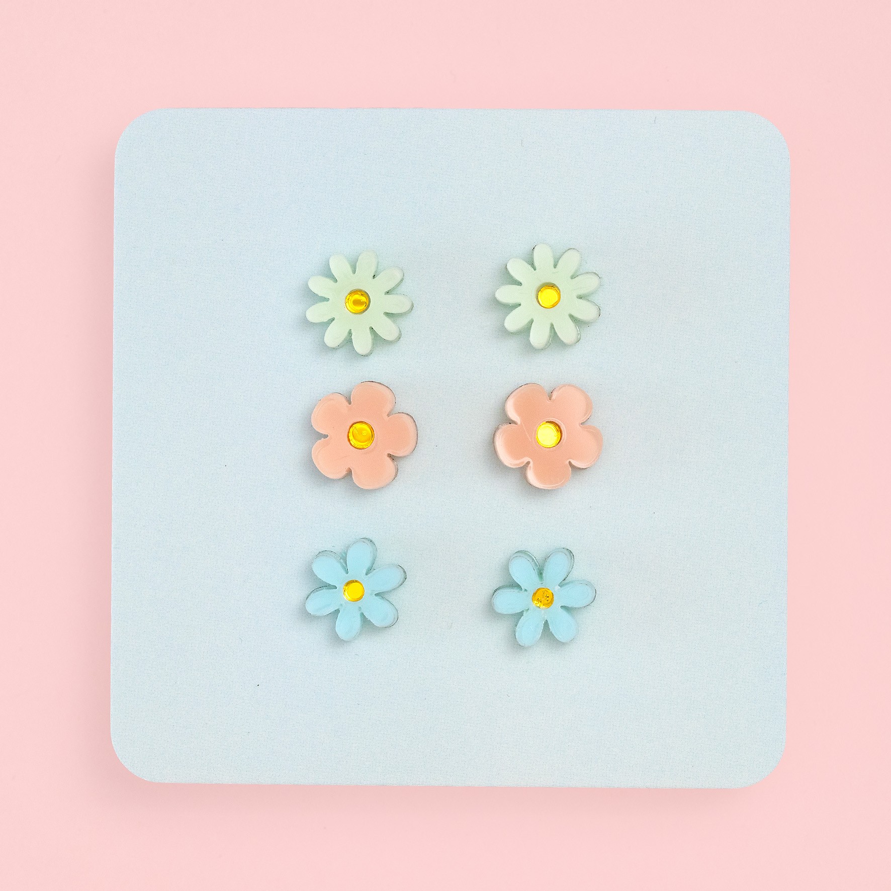 trio of jean flower earrings
