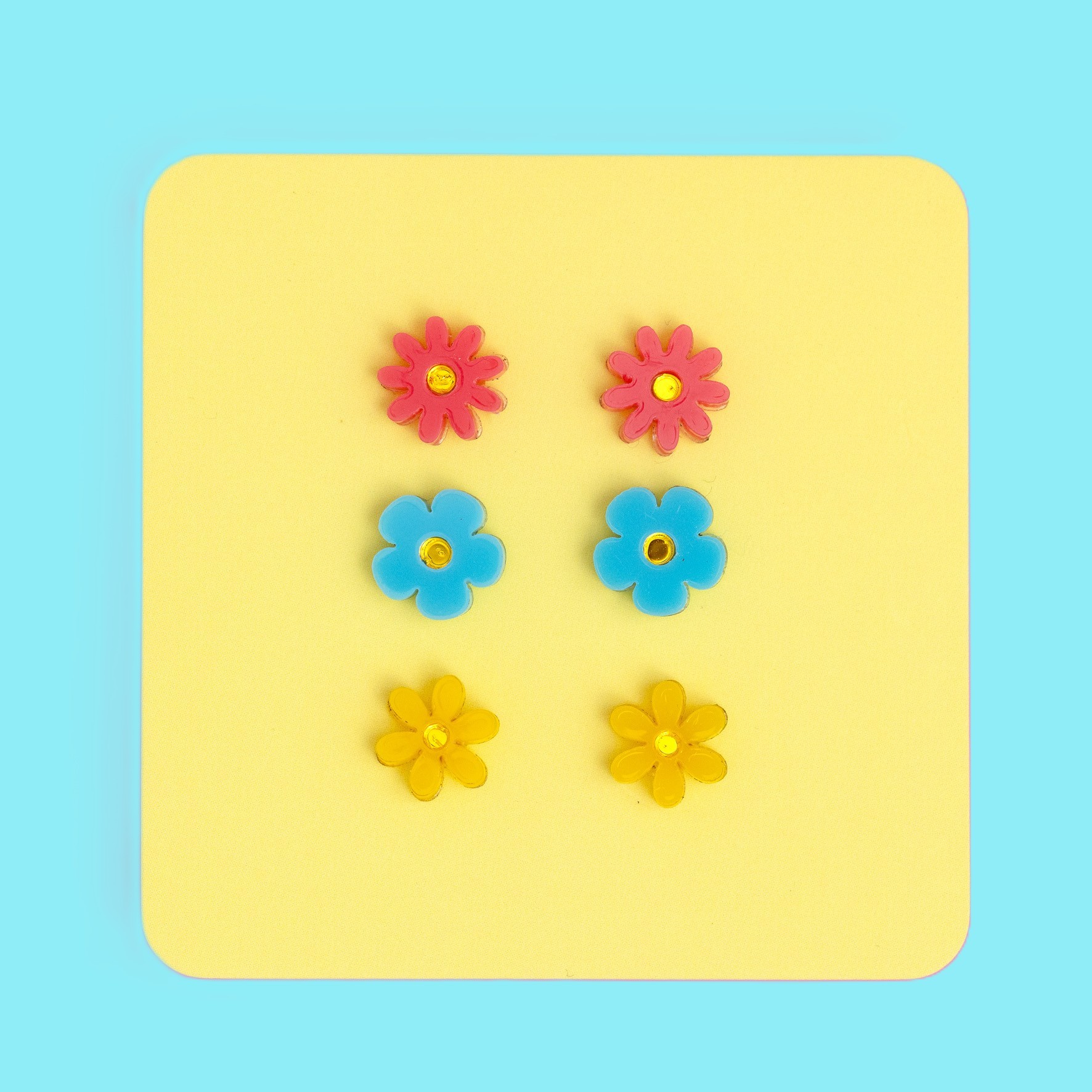trio of jean flower earrings