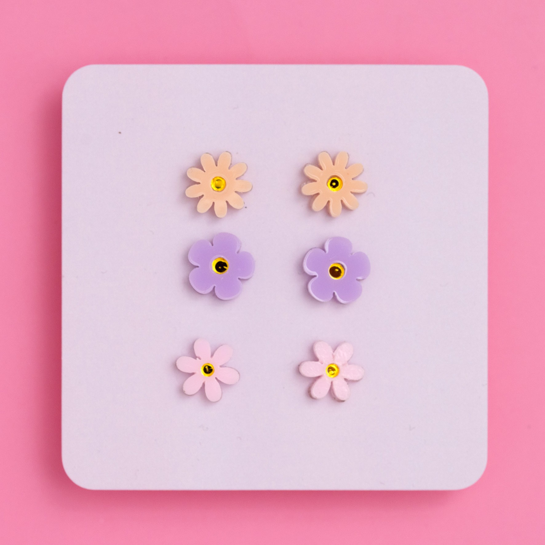 trio of jean flower earrings